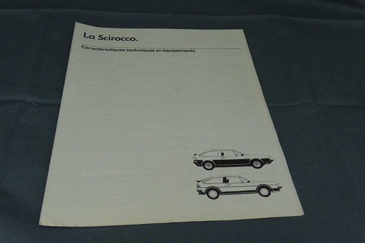 Folder Scirocco Caractéristiques techniques et équipements Frans 1987